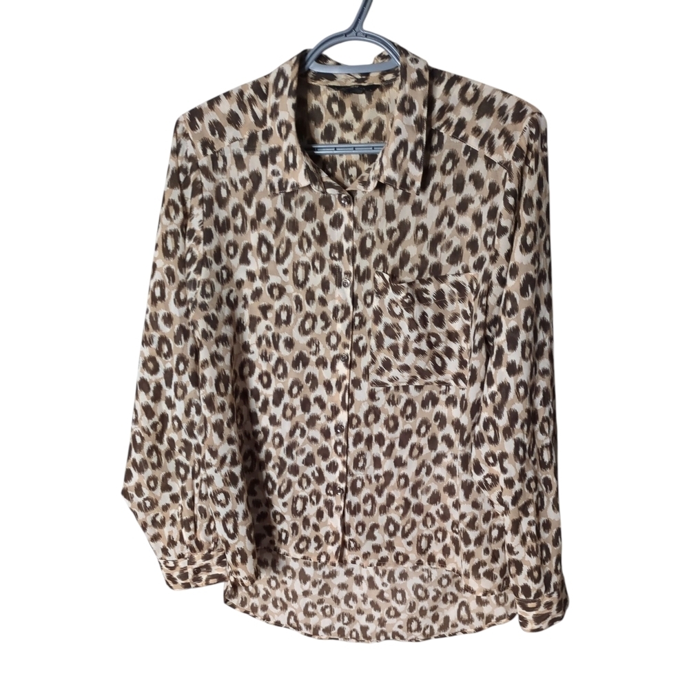 H&M Leopard Print Women's‎ Blouse High Low Hem Size Medium